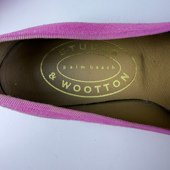 Stubbs & Wootton Womens Pink Embroidered Peacock Leather Loafers Flats Shoes 5.5 - Picture 10 of 11